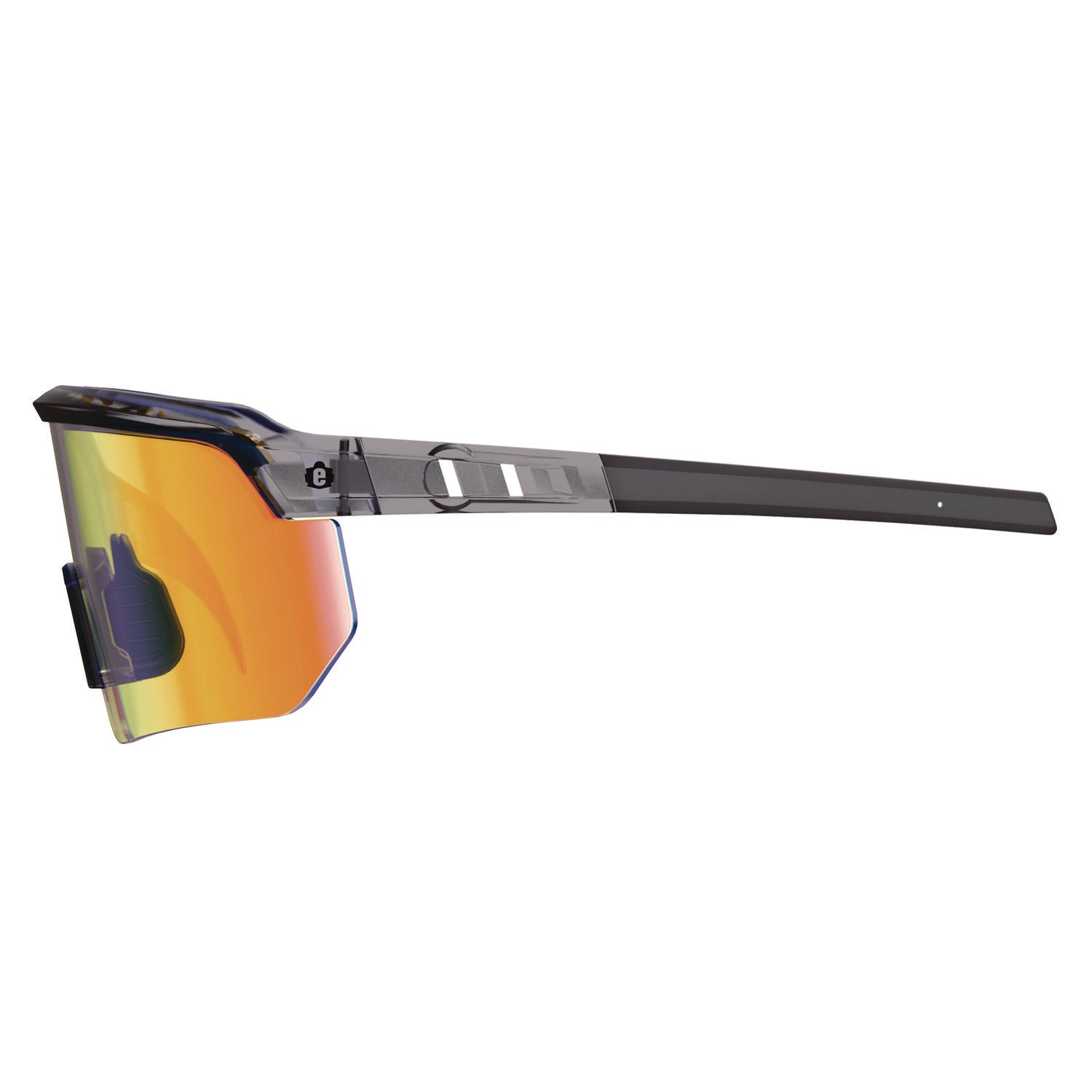 Skullerz AEGIR Safety Glasses, Mirrored Lenses, Clear Smoke Nylon Frame, Orange Mirror PolyCarb Lens, Ships in 1-3 Bus Days