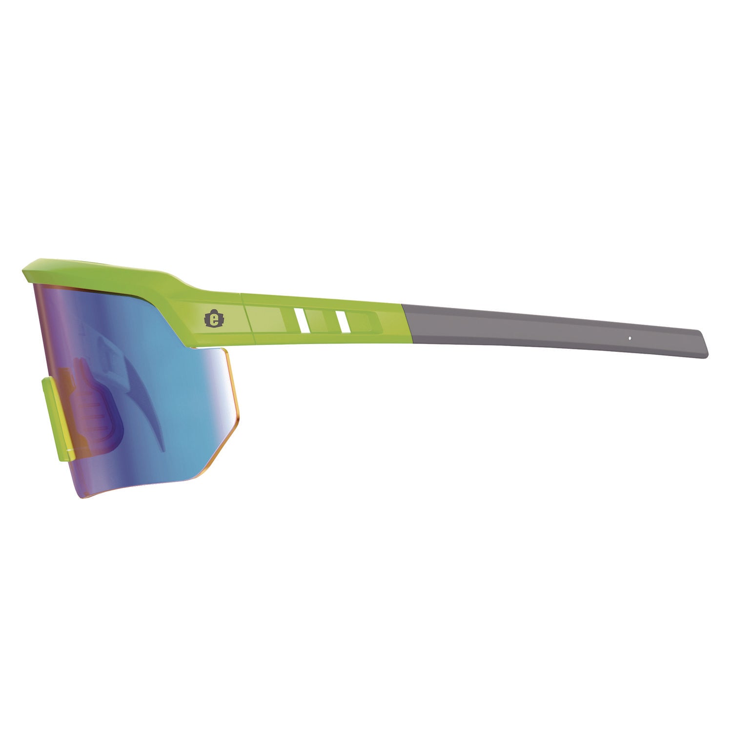 Skullerz AEGIR Safety Glasses, Mirrored Lenses, Lime Nylon Impact Frame, Blue Mirror Polycarbonate Lens,Ships in 1-3 Bus Days
