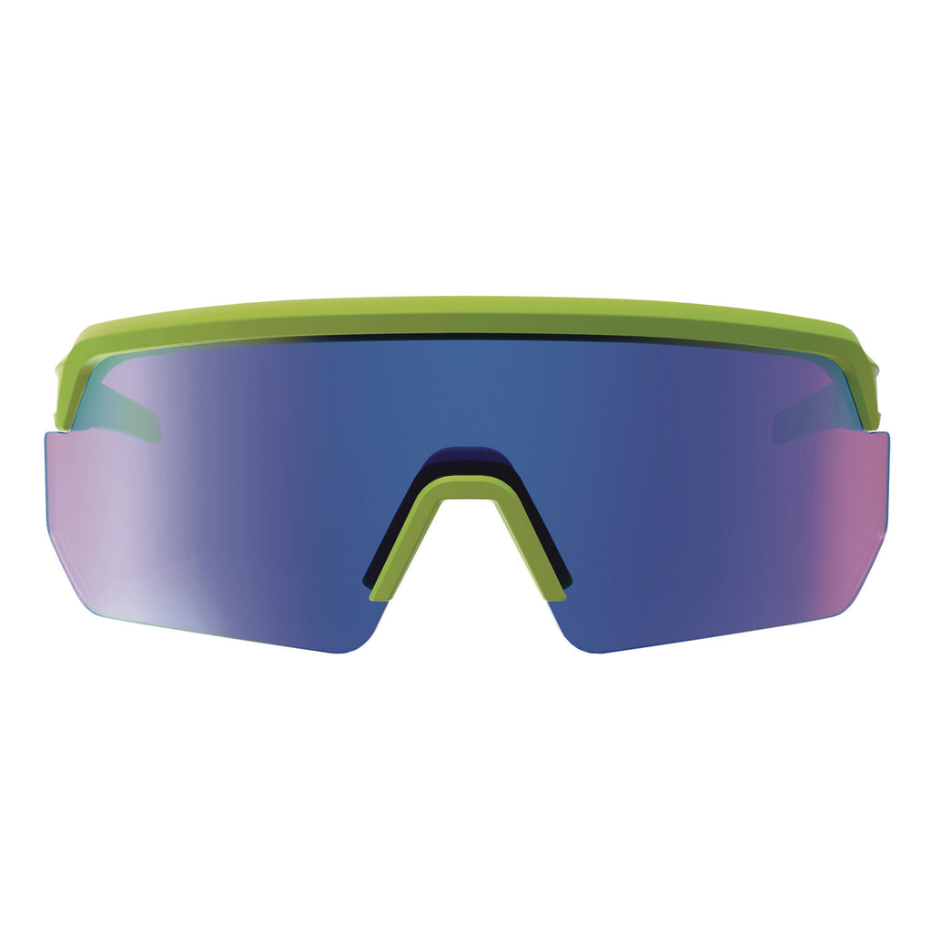 Skullerz AEGIR Anti-Scratch/Anti-Fog Safety Glasses, Lime Nylon Impact Frame, Blue Mirror Polycarb Lens,Ships in 1-3 Bus Days