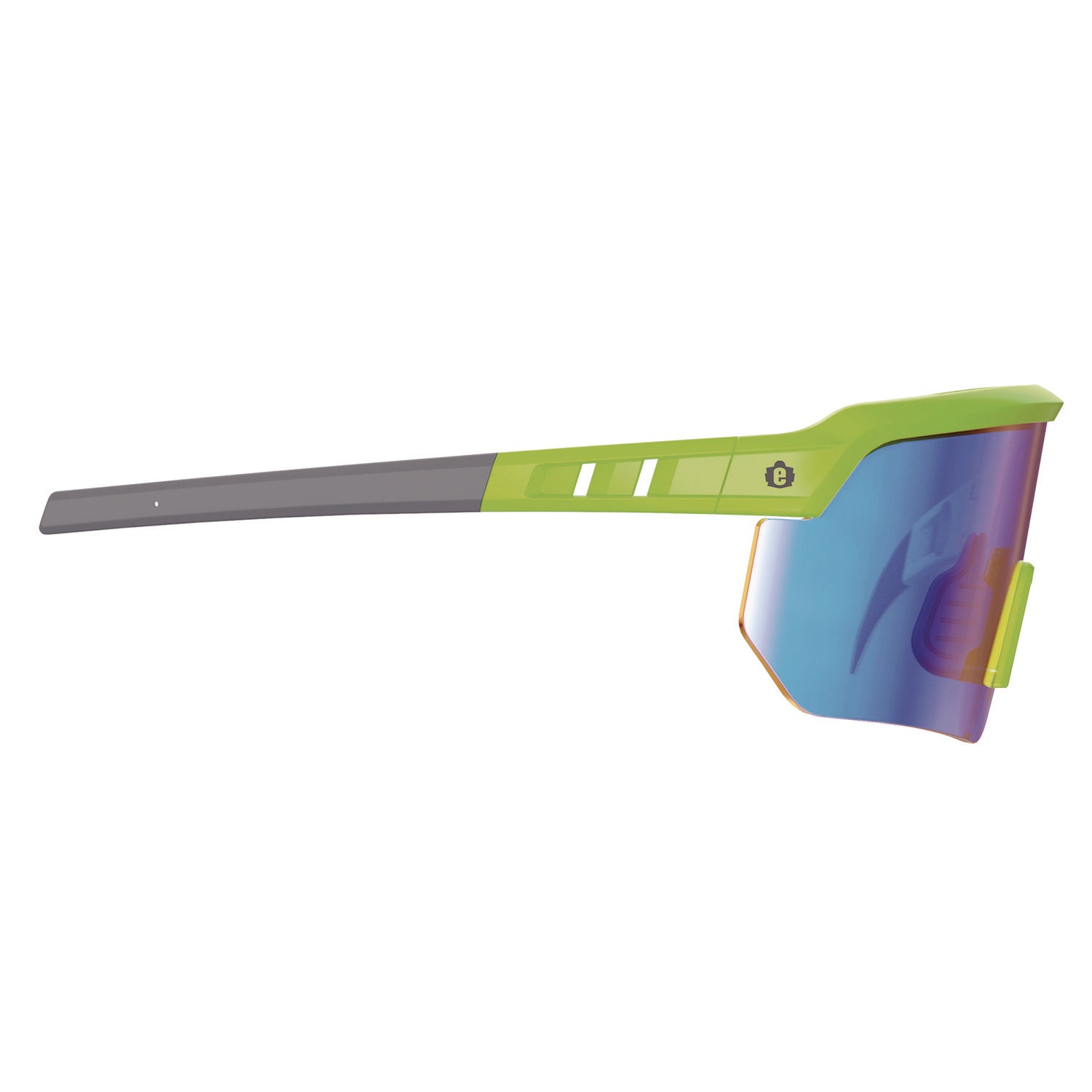 Skullerz AEGIR Anti-Scratch/Anti-Fog Safety Glasses, Lime Nylon Impact Frame, Blue Mirror Polycarb Lens,Ships in 1-3 Bus Days