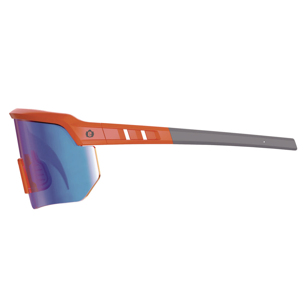Skullerz AEGIR Safety Glasses, Mirrored Lenses, Orange Nylon Frame, Blue Mirror Polycarbonate Lens, Ships in 1-3 Bus Days