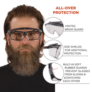 Skullerz OSMIN Safety Glasses, Matte Black Polycarbonate Frame, Clear Polycarbonate Lens, Ships in 1-3 Business Days
