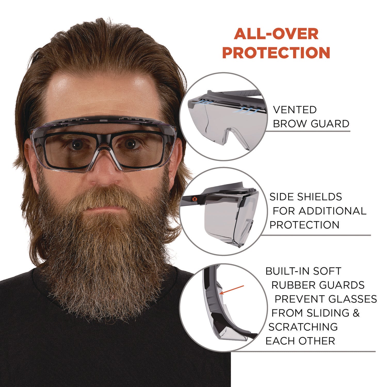 Skullerz OSMIN Safety Glasses, Matte Black Polycarbonate Frame, Indoor/Outdoor Polycarbonate Lens, Ships in 1-3 Business Days