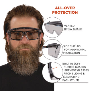 Skullerz OSMIN Safety Glasses, Matte Black Polycarbonate Frame, Indoor/Outdoor Polycarbonate Lens, Ships in 1-3 Business Days