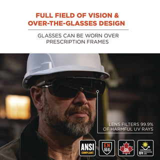 Skullerz OSMIN Safety Glasses, Matte Black Polycarbonate Frame, Smoke Polycarbonate Lens, Ships in 1-3 Business Days