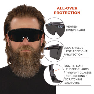 Skullerz OSMIN Safety Glasses, Matte Black Polycarbonate Frame, Smoke Polycarbonate Lens, Ships in 1-3 Business Days