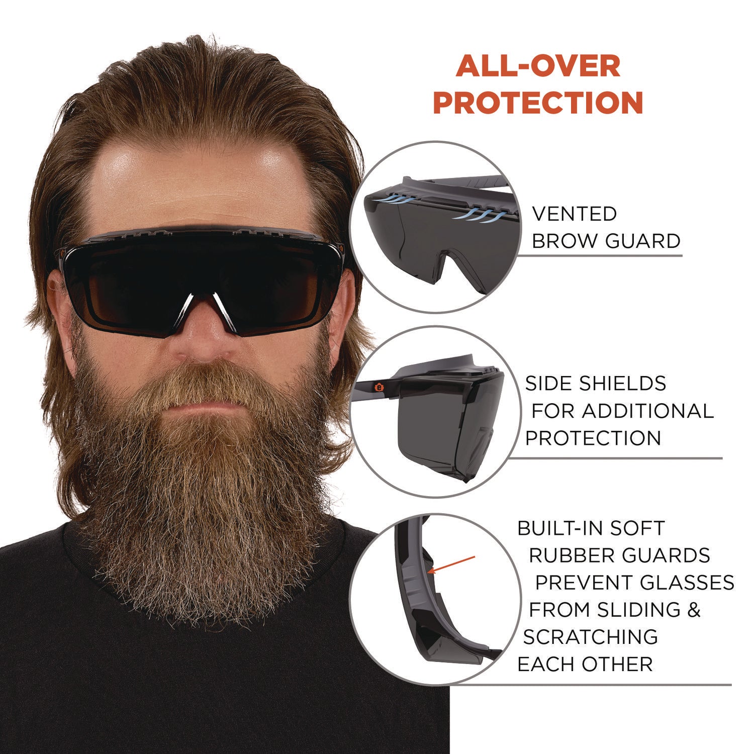 Skullerz OSMIN Safety Glasses, Matte Black Polycarbonate Frame, Smoke Polycarbonate Lens, Ships in 1-3 Business Days