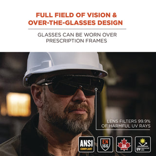 Skullerz OSMIN Anti-Scratch/Anti-Fog Safety Glasses, Matte Black PolyCarb Frame, Smoke PolyCarb Lens, Ships in 1-3 Bus Days