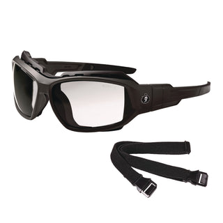 Skullerz LOKI Anti-Scratch/Anti-Fog Convert Safety Spoggles,Strap, Matte Black Frame, Clear Poly Lens, Ships in 1-3 Bus Days