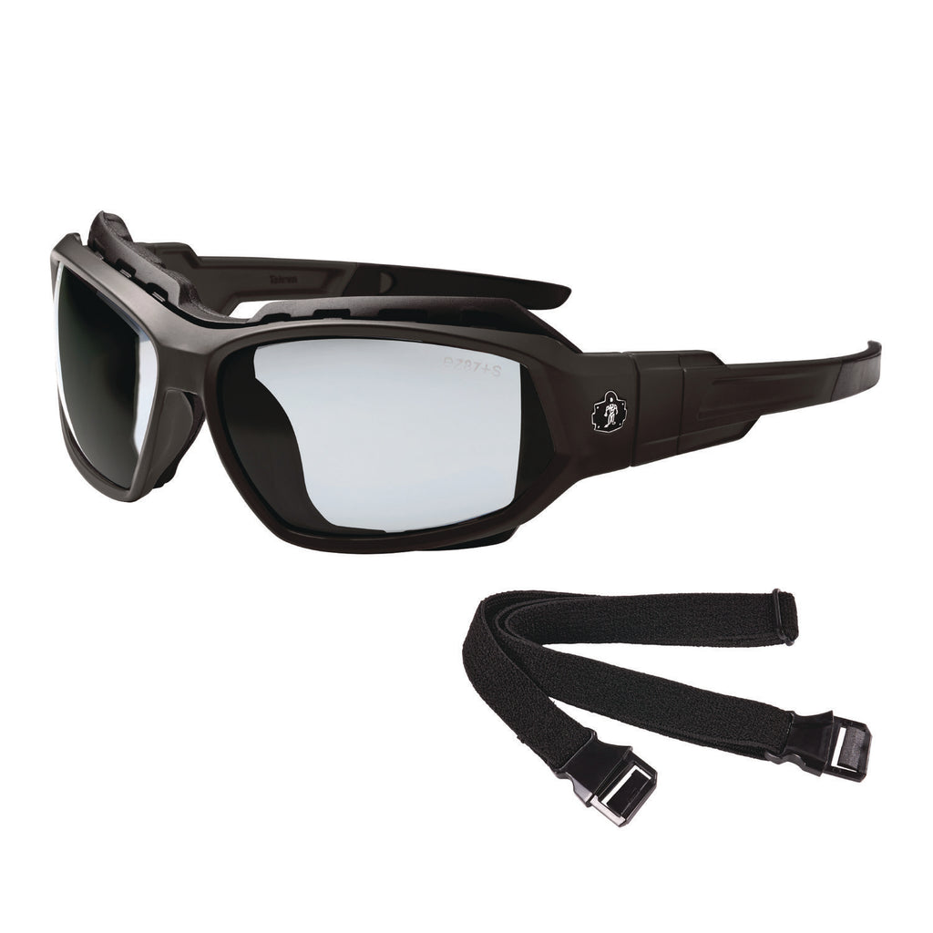 Skullerz LOKI Anti-Scratch/Anti-Fog Convert Safety Spoggles, Strap, Black Frame, In/Outdoor Poly Lens, Ships in 1-3 Bus Days