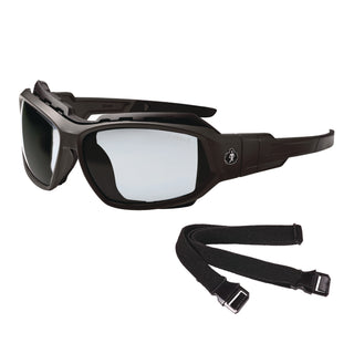 Skullerz LOKI Anti-Scratch/Anti-Fog Convert Safety Spoggles, Strap, Black Frame, In/Outdoor Poly Lens, Ships in 1-3 Bus Days