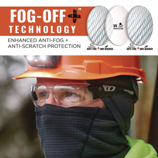 Skullerz SAGA Anti-Scratch/Enhanced Anti-Fog Safety Glasses, Matte Black Frameless, Clear Polycarb Lens,Ships in 1-3 Bus Days