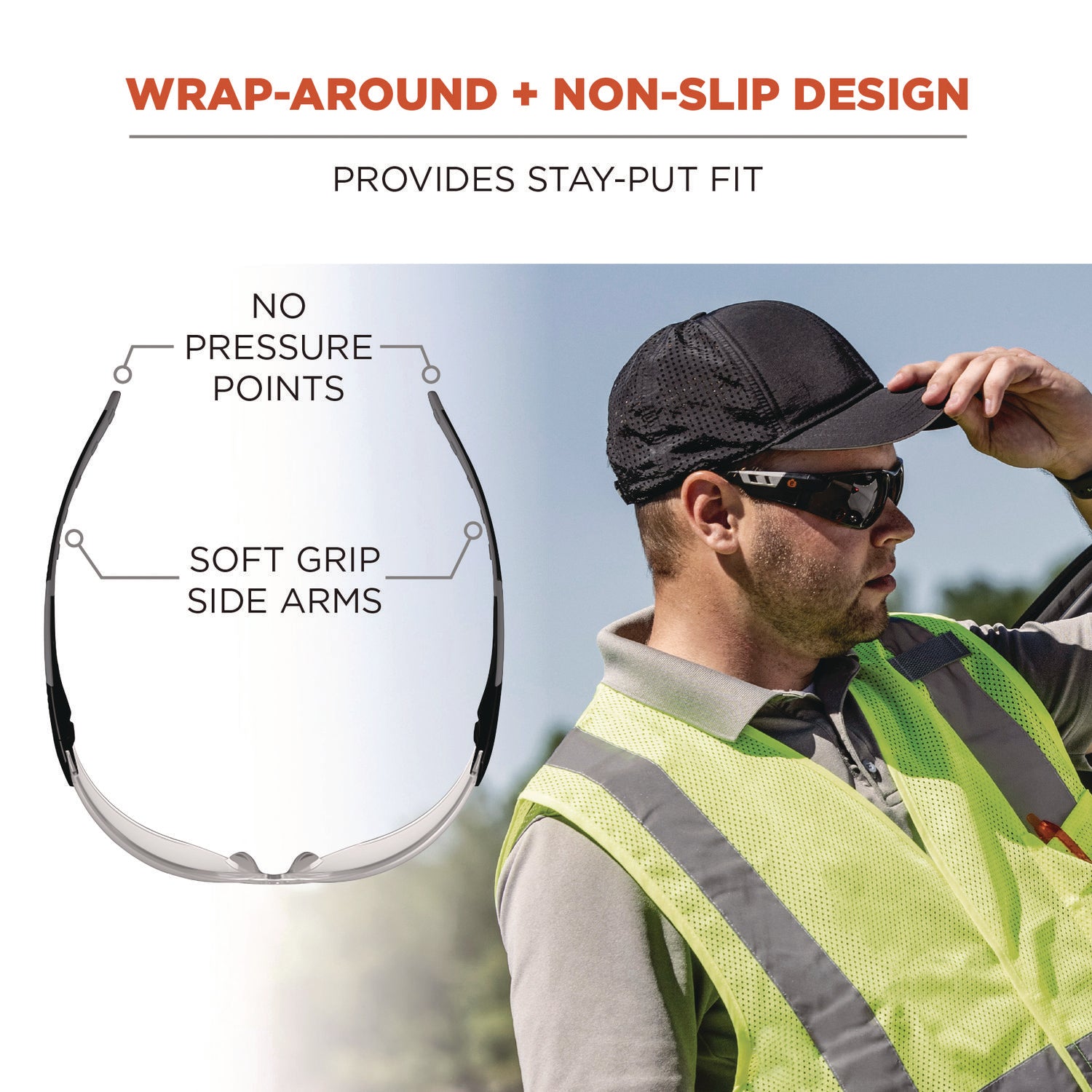 Skullerz SAGA Anti-Scratch/Enhanced Anti-Fog Safety Glasses, Matte Black Frameless, Clear Polycarb Lens,Ships in 1-3 Bus Days