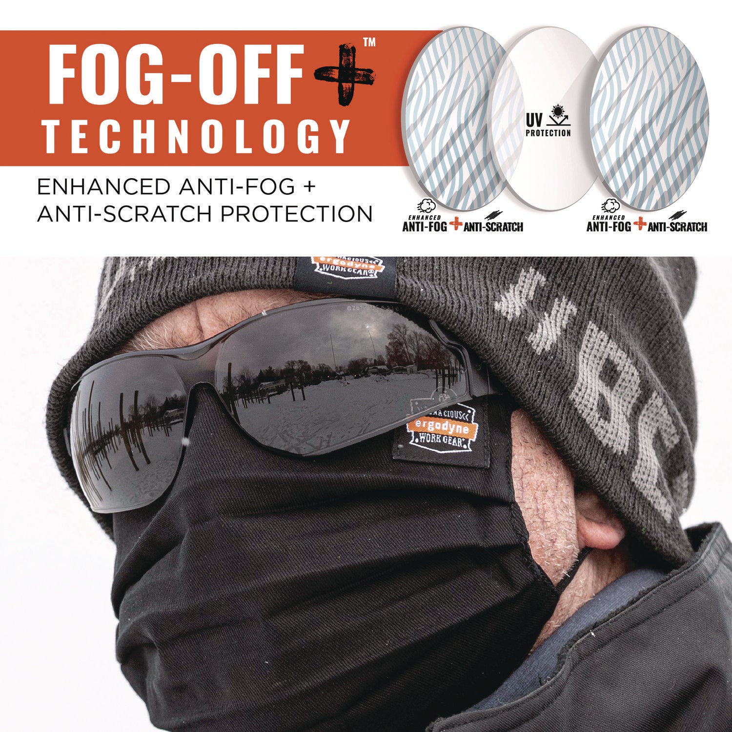 Skullerz SAGA Anti-Scratch/Enhanced Anti-Fog Safety Glasses, Matte Black Frameless, Smoke Polycarb Lens,Ships in 1-3 Bus Days