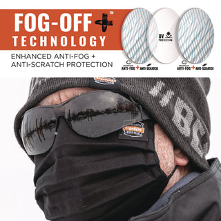 Skullerz SAGA Anti-Scratch/Enhanced Anti-Fog Safety Glasses, Matte Black Frameless, Smoke Polycarb Lens,Ships in 1-3 Bus Days