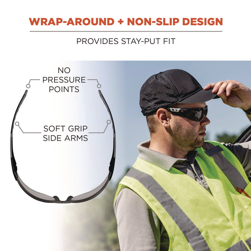 Skullerz SAGA Anti-Scratch/Anti-Fog Safety Glasses, Matte Black Frameless, Indoor/Outdoor PolyCarb Lens,Ships in 1-3 Bus Days