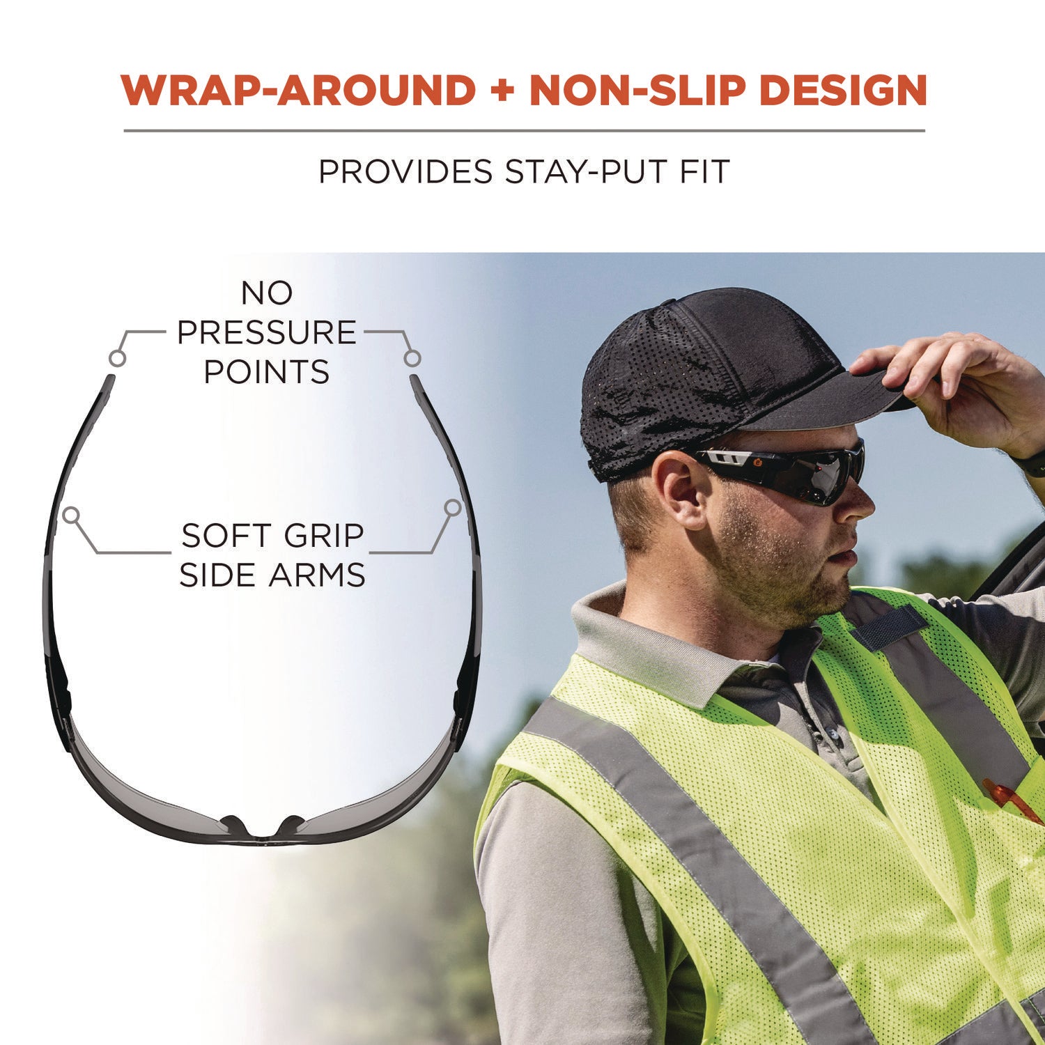 Skullerz SAGA Anti-Scratch/Anti-Fog Safety Glasses, Matte Black Frameless, Indoor/Outdoor PolyCarb Lens,Ships in 1-3 Bus Days