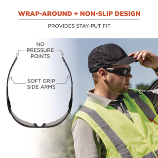 Skullerz SAGA Anti-Scratch/Anti-Fog Safety Glasses, Matte Black Frameless, Indoor/Outdoor PolyCarb Lens,Ships in 1-3 Bus Days