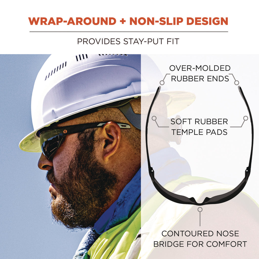 Skullerz VALI Anti-Scratch/Enhanced Anti-Fog Safety Glasses, Matte Black Frameless, Smoke PolyCarb Lens,Ships in 1-3 Bus Days
