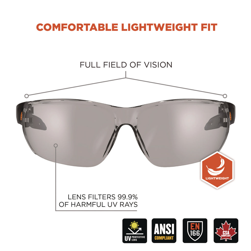 Skullerz VALI Anti-Scratch/Anti-Fog Safety Glasses, Matte Black Frameless, Indoor/Outdoor PolyCarb Lens,Ships in 1-3 Bus Days