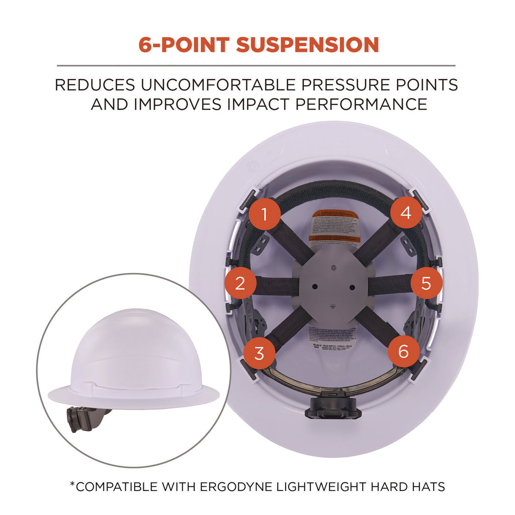 Skullerz 8986 6-Point Hard Hat Suspension Replacement, Gray, Ships in 1-3 Business Days
