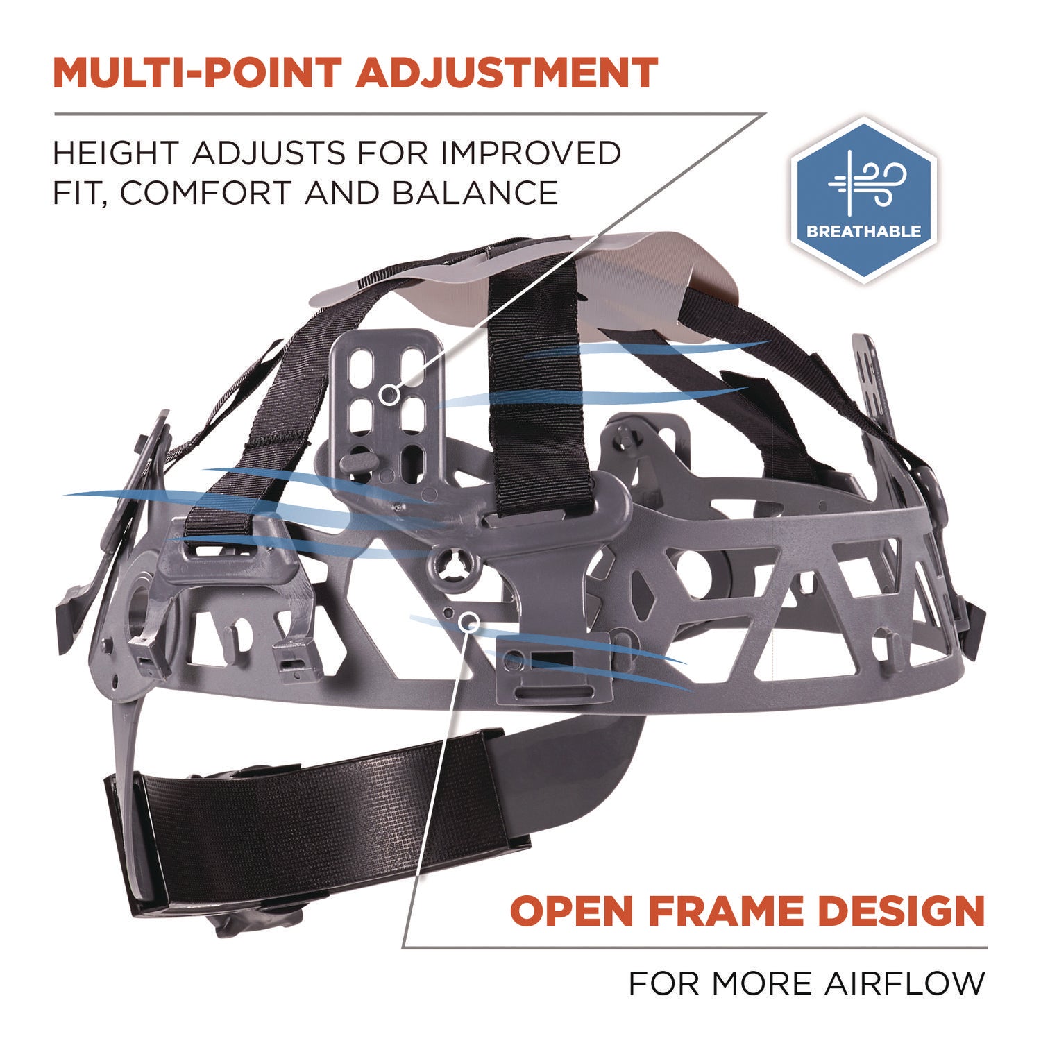 Skullerz 8986 6-Point Hard Hat Suspension Replacement, Gray, Ships in 1-3 Business Days