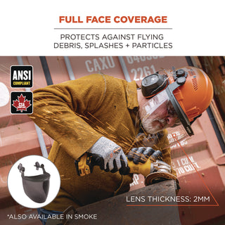 Skullerz 8994 Anti-Scratch/Anti-Fog Hard Hat Face Shield, Cap-Style/Safety Helmet Adapter, Clear Lens, Ships in 1-3 Bus Days