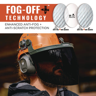 Skullerz 8994 Anti-Scratch/Anti-Fog Hard Hat Face Shield, Cap-Style/Safety Helmet Adapter, Smoke Lens, Ships in 1-3 Bus Days