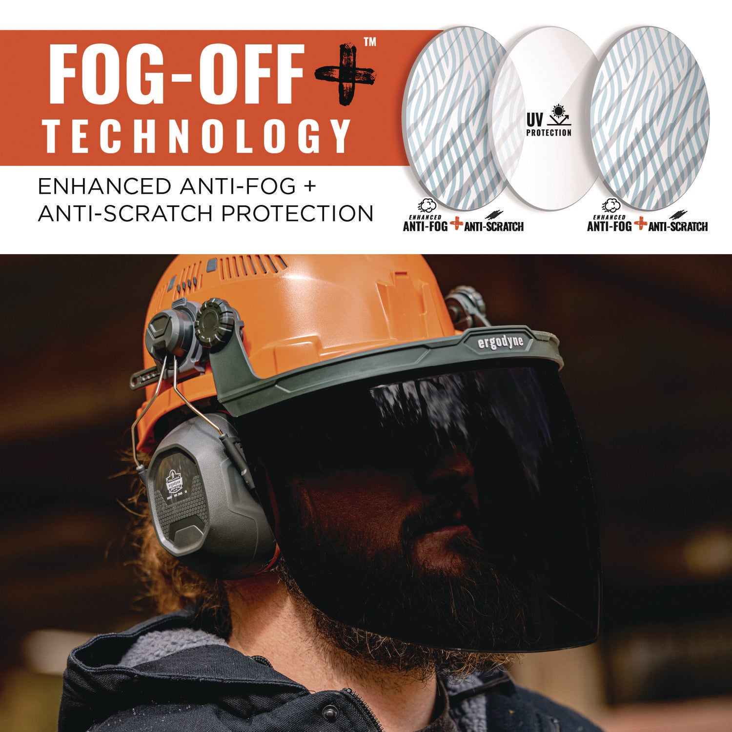 Skullerz 8994 Anti-Scratch/Anti-Fog Hard Hat Face Shield, Cap-Style/Safety Helmet Adapter, Smoke Lens, Ships in 1-3 Bus Days