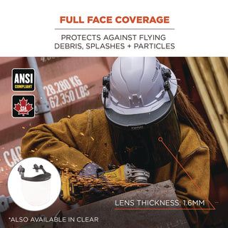 Skullerz 8995 Anti-Scratch and Anti-Fog Hard Hat Face Shield with Adapter for Full Brim, Smoke Lens, Ships in 1-3 Bus Days
