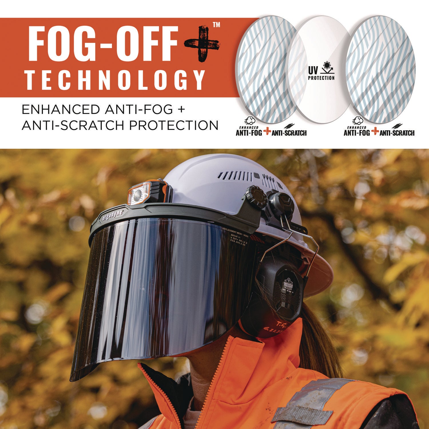 Skullerz 8995 Anti-Scratch and Anti-Fog Hard Hat Face Shield with Adapter for Full Brim, Smoke Lens, Ships in 1-3 Bus Days