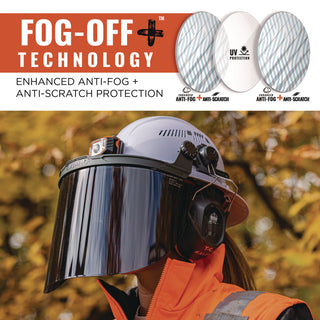 Skullerz 8998 Anti-Scratch/Anti-Fog Face Shield Replacement for Full Brim Hard Hat, Smoke Lens, Ships in 1-3 Business Days