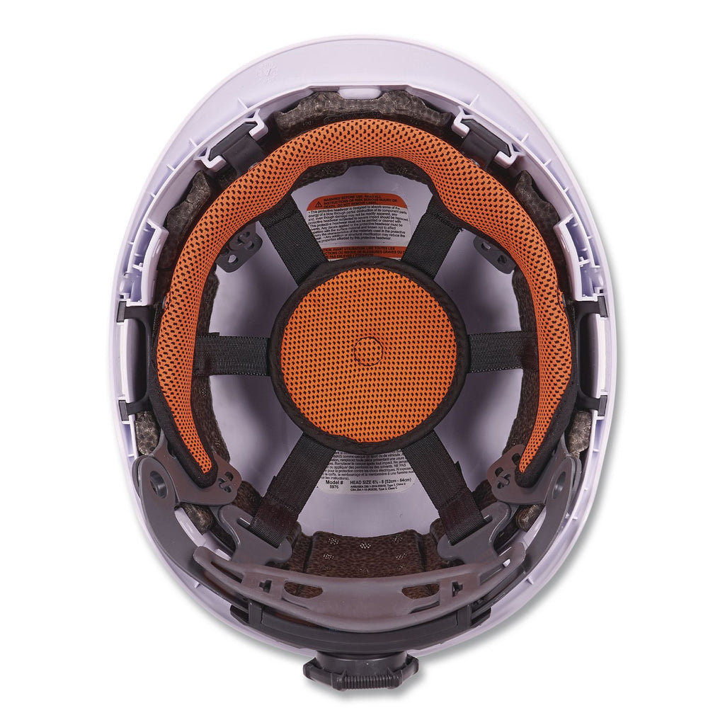 Skullerz 8976LED Class E Safety Helmet with LED Light, 6-Point Rachet Suspension, White, Ships in 1-3 Business Days