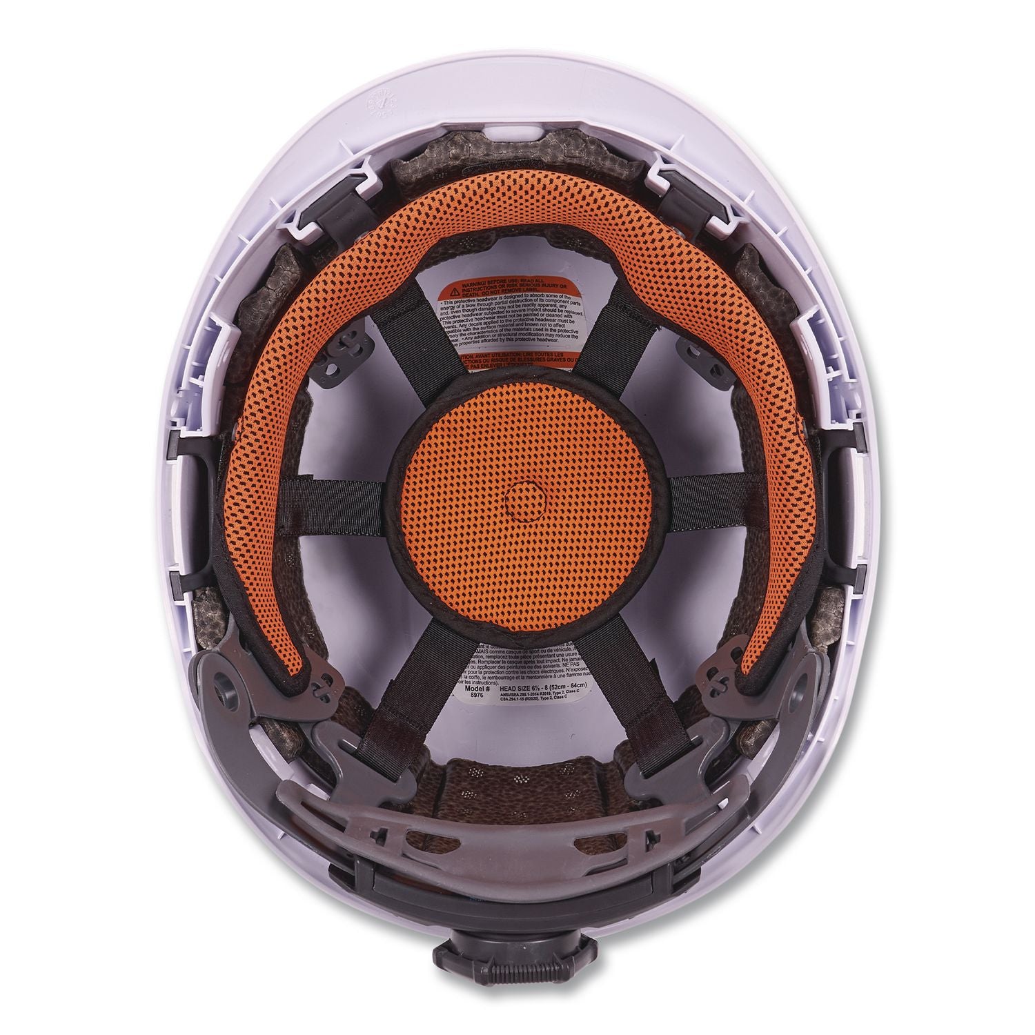Skullerz 8976LED Class E Safety Helmet with LED Light, 6-Point Rachet Suspension, White, Ships in 1-3 Business Days