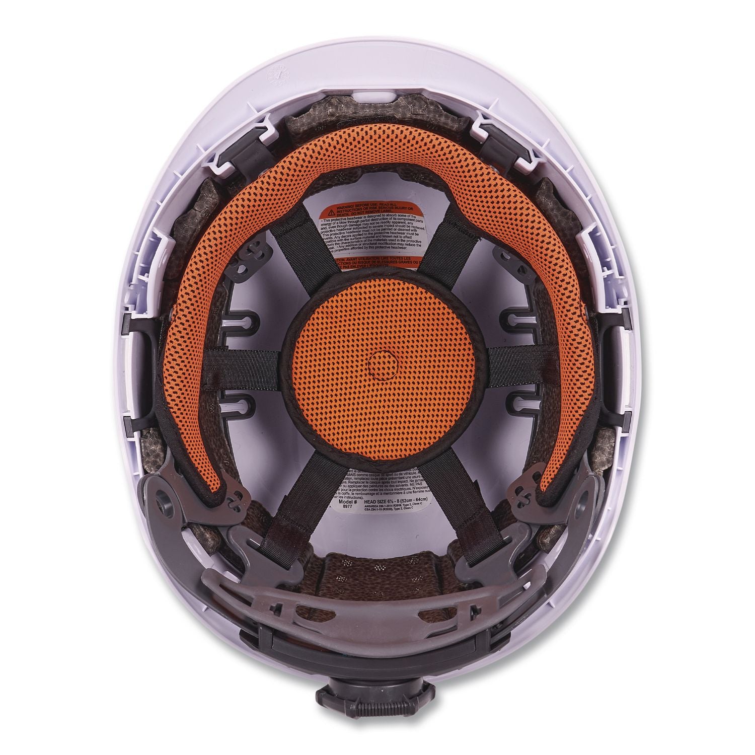 Class C Safety Helmet with LED Light and Adjustable Venting, 6-Point Rachet Suspension, White, Ships in 1-3 Business Days