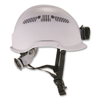 Class C Safety Helmet with LED Light and Adjustable Venting, 6-Point Rachet Suspension, White, Ships in 1-3 Business Days