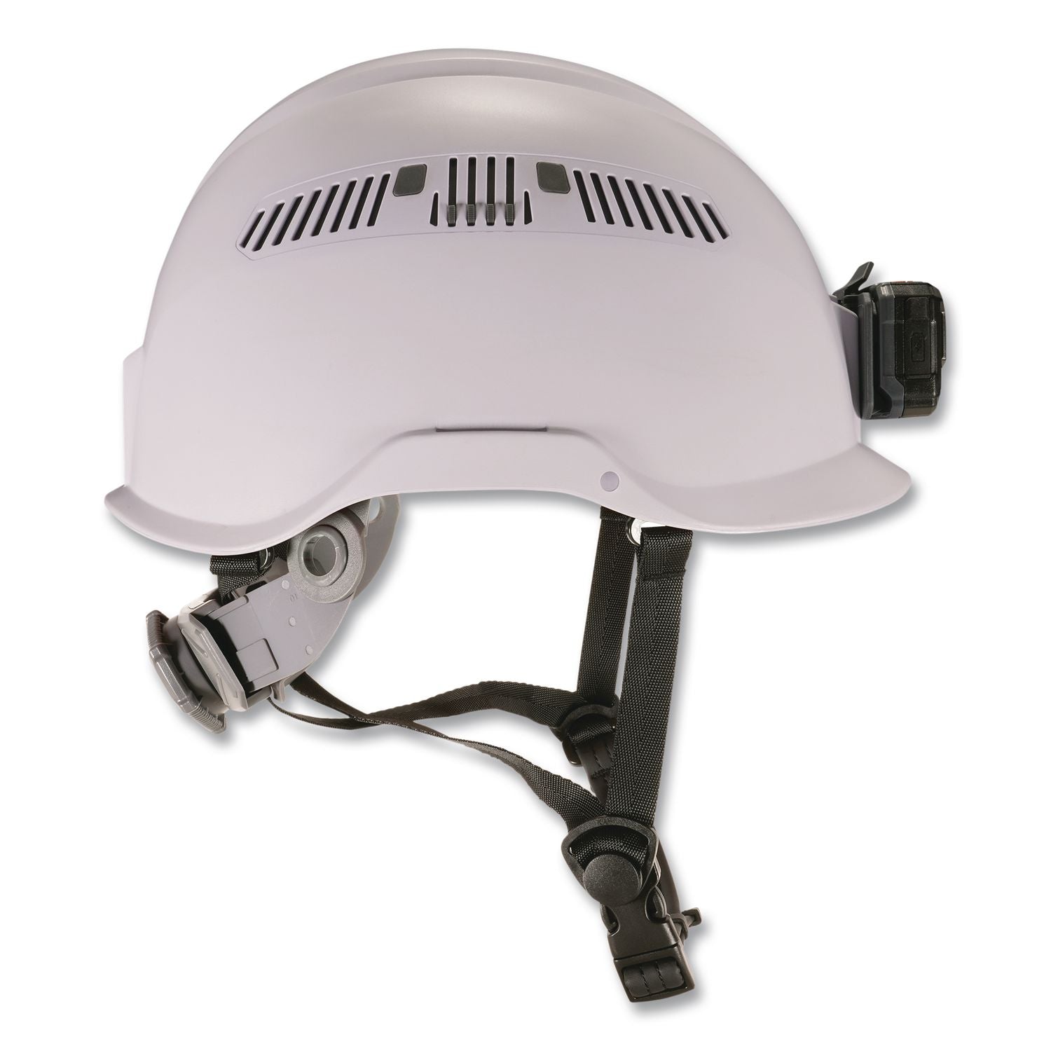 Class C Safety Helmet with LED Light and Adjustable Venting, 6-Point Rachet Suspension, White, Ships in 1-3 Business Days