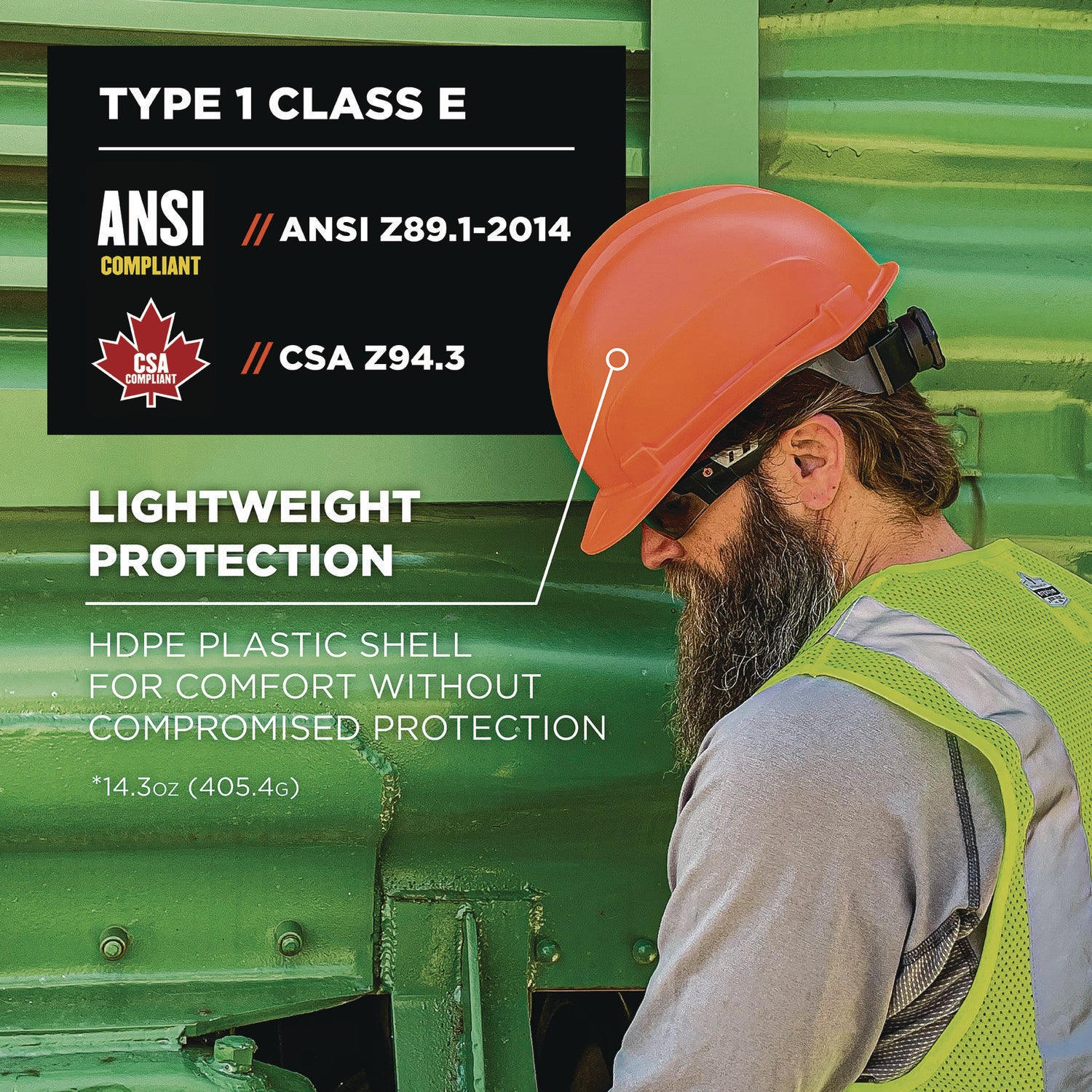 Skullerz 8967 Class E Lightweight Cap-Style Hard Hat, 6-Point Suspension, Orange, Ships in 1-3 Business Days