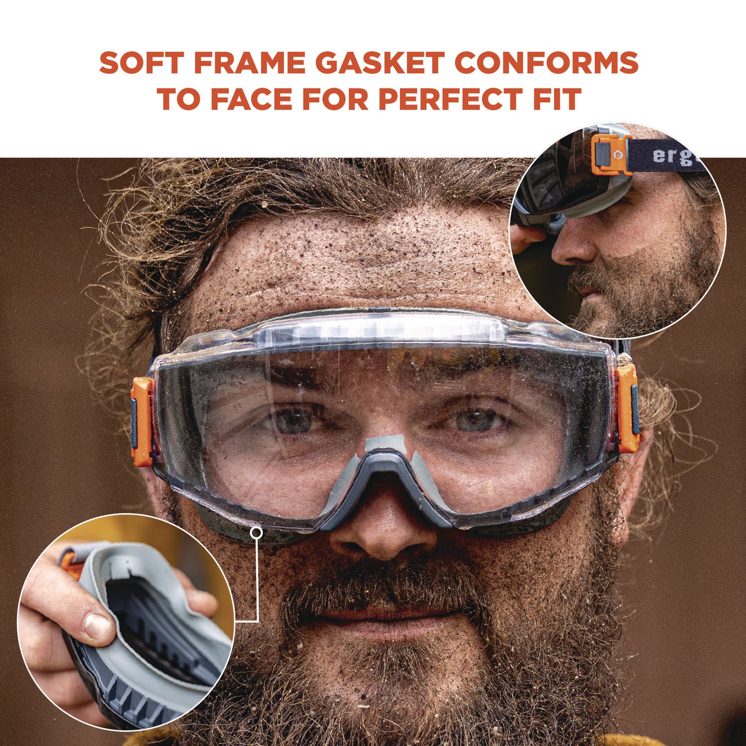 Skullerz MODI OTG Anti-Scratch/Enhanced Anti-Fog Safety Goggles with Elastic Strap, Clear Lens, Ships in 1-3 Business Days