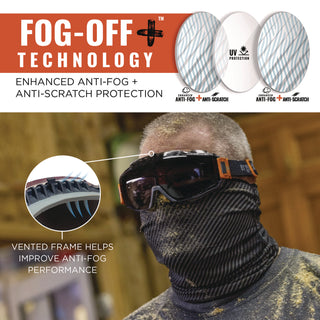 Skullerz MODI OTG Anti-Scratch/Enhanced Anti-Fog Safety Goggles with Elastic Strap, Smoke Lens, Ships in 1-3 Business Days