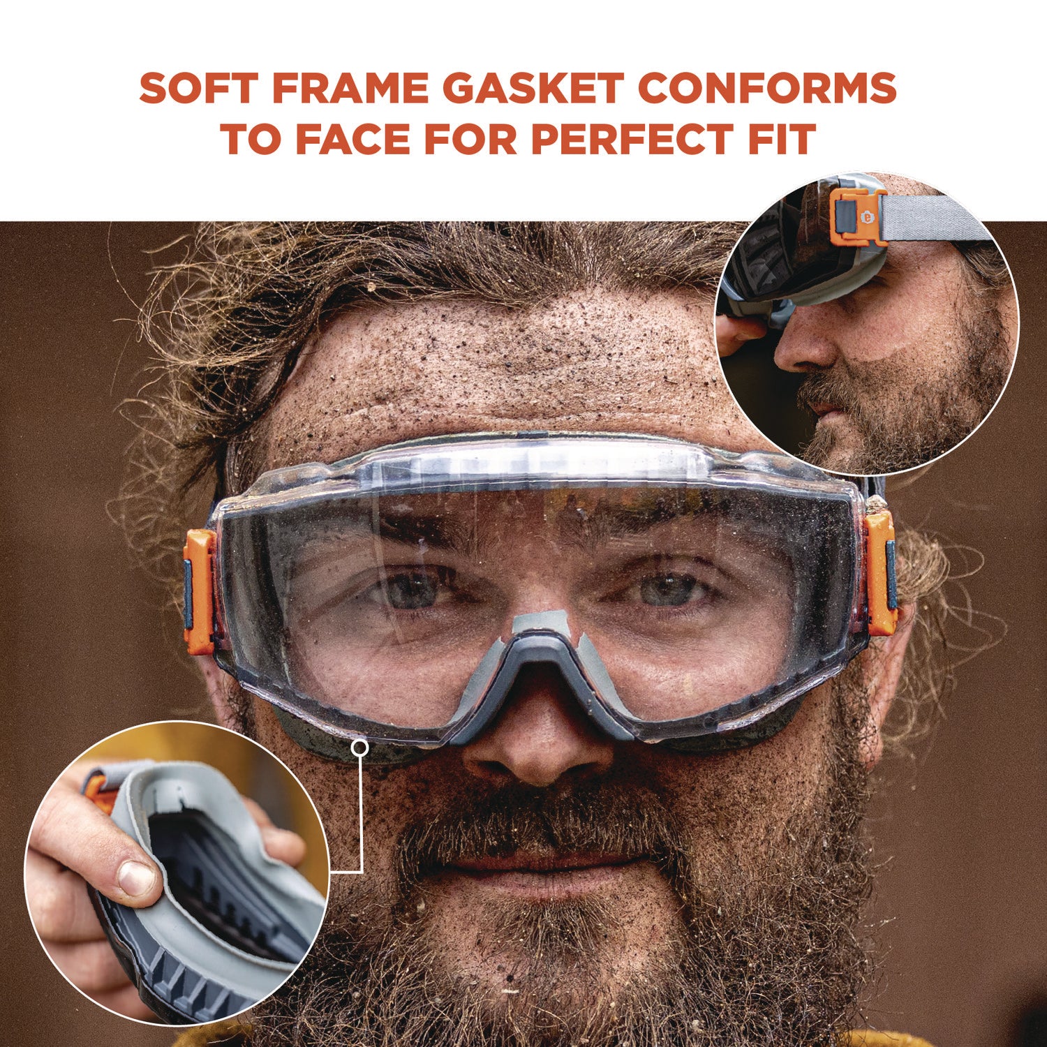 Skullerz MODI OTG Anti-Scratch and Enhanced Anti-Fog Safety Goggles with Neoprene Strap, Clear Lens, Ships in 1-3 Bus Days