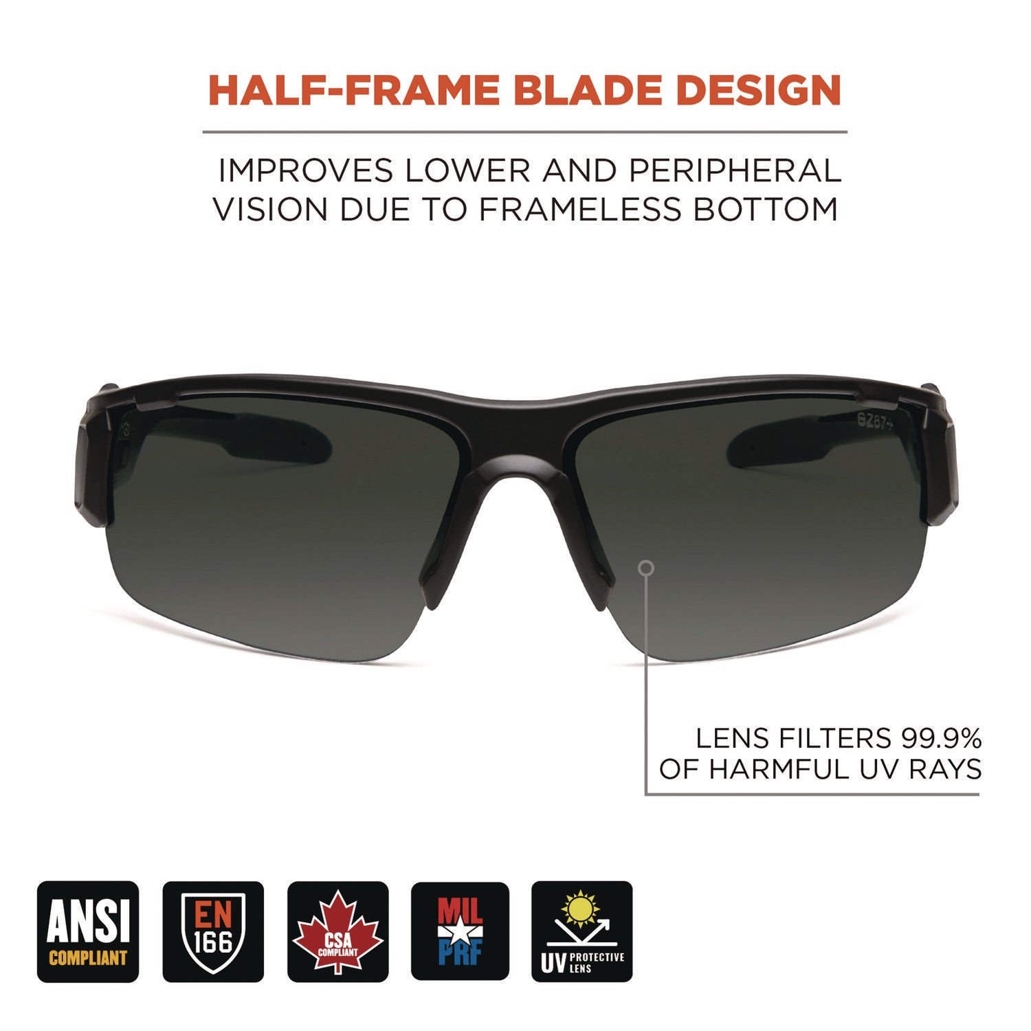 Skullerz DAGR Anti-Scratch and Enhanced Anti-Fog Safety Glasses, Black Frame, Smoke Polycarbonate Lens, Ships in 1-3 Bus Days