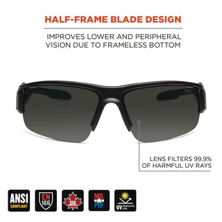 Skullerz DAGR Anti-Scratch and Enhanced Anti-Fog Safety Glasses, Black Frame, Smoke Polycarbonate Lens, Ships in 1-3 Bus Days