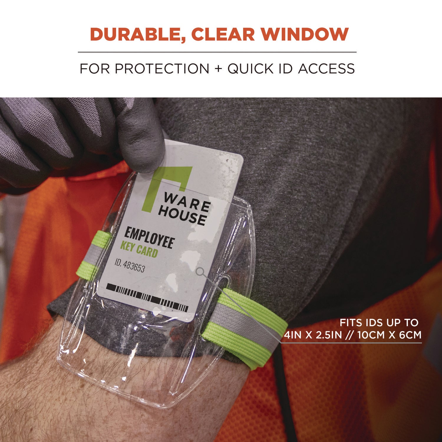 Squids 3388 Wrist ID/Badge Holder, Vertical, Hi-Vis Lime 3.5 x 5.5 Holder, 2.75 x 3.75 Insert, Ships in 1-3 Business Days