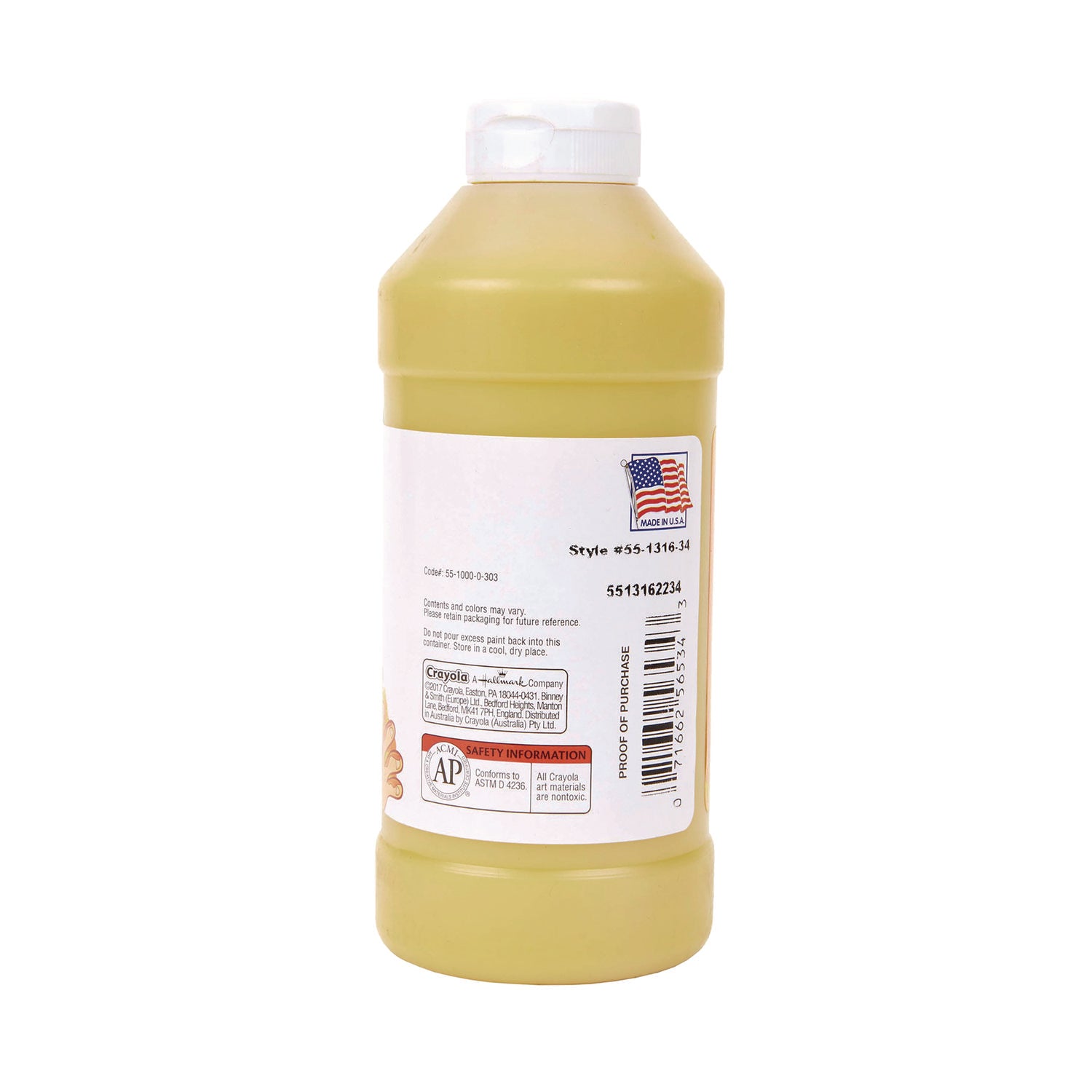 Washable Fingerpaint, Yellow, 16 oz Bottle - 