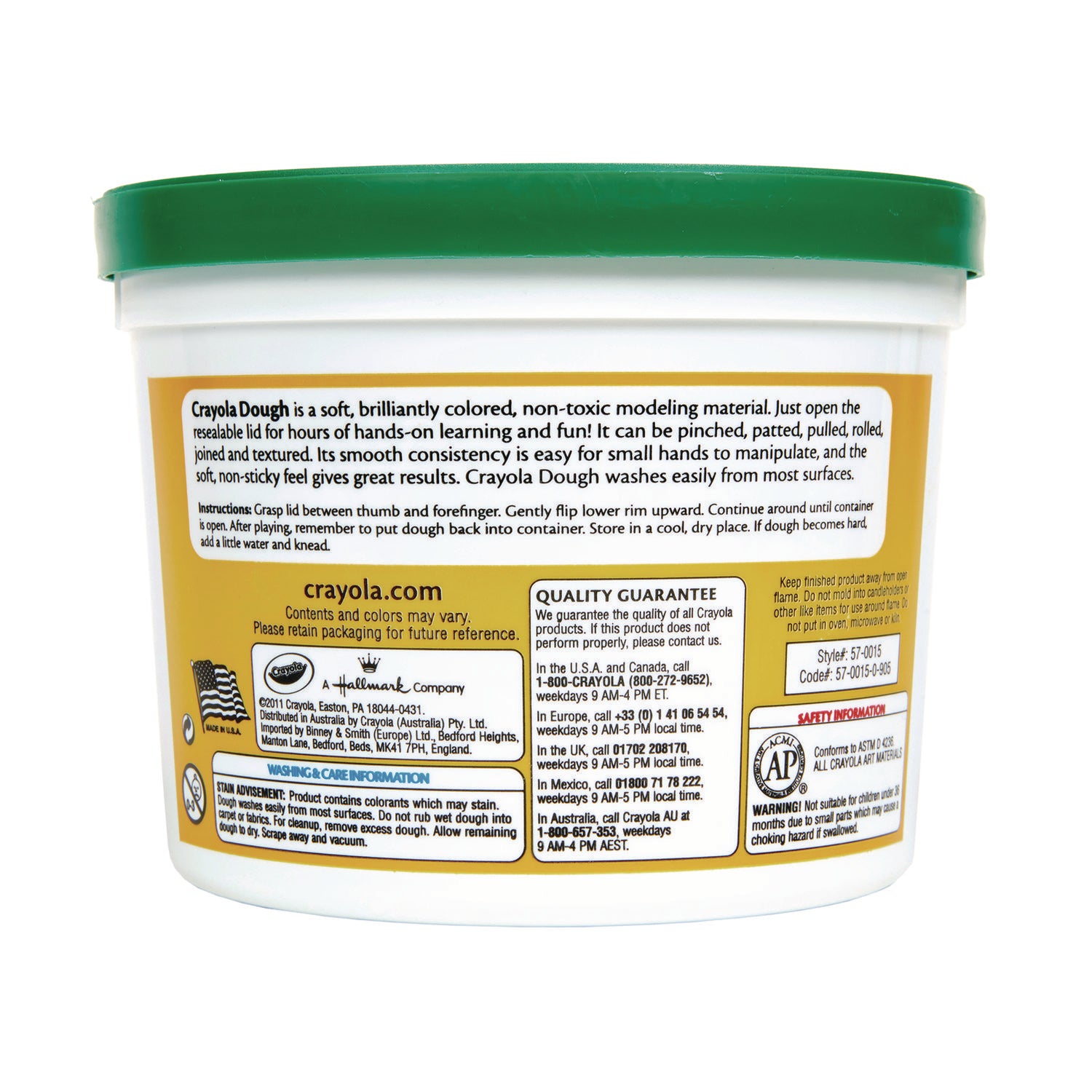 Modeling Dough Bucket, 3 lbs, Green - 