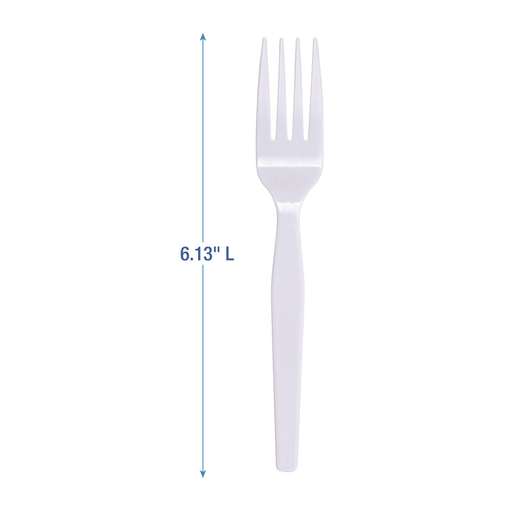 Mediumweight Polystyrene, Fork, White, 10 Boxes of 100/Carton