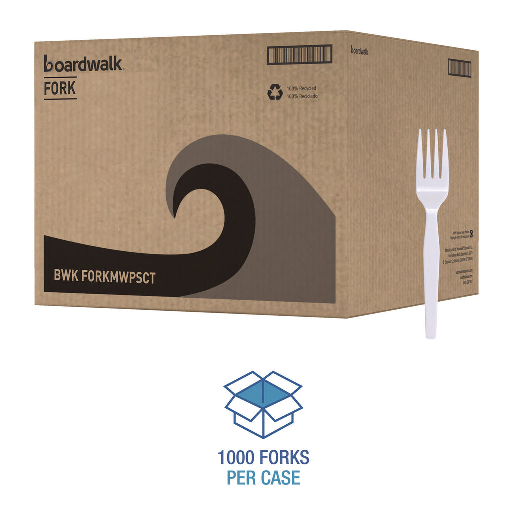 Mediumweight Polystyrene, Fork, White, 10 Boxes of 100/Carton
