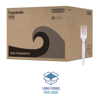 Mediumweight Polystyrene, Fork, White, 10 Boxes of 100/Carton