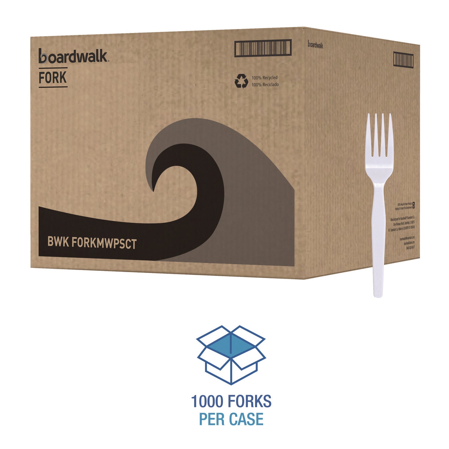 Mediumweight Polystyrene, Fork, White, 10 Boxes of 100/Carton